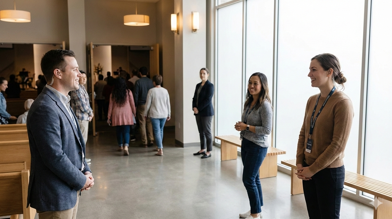 Church security team in lobby