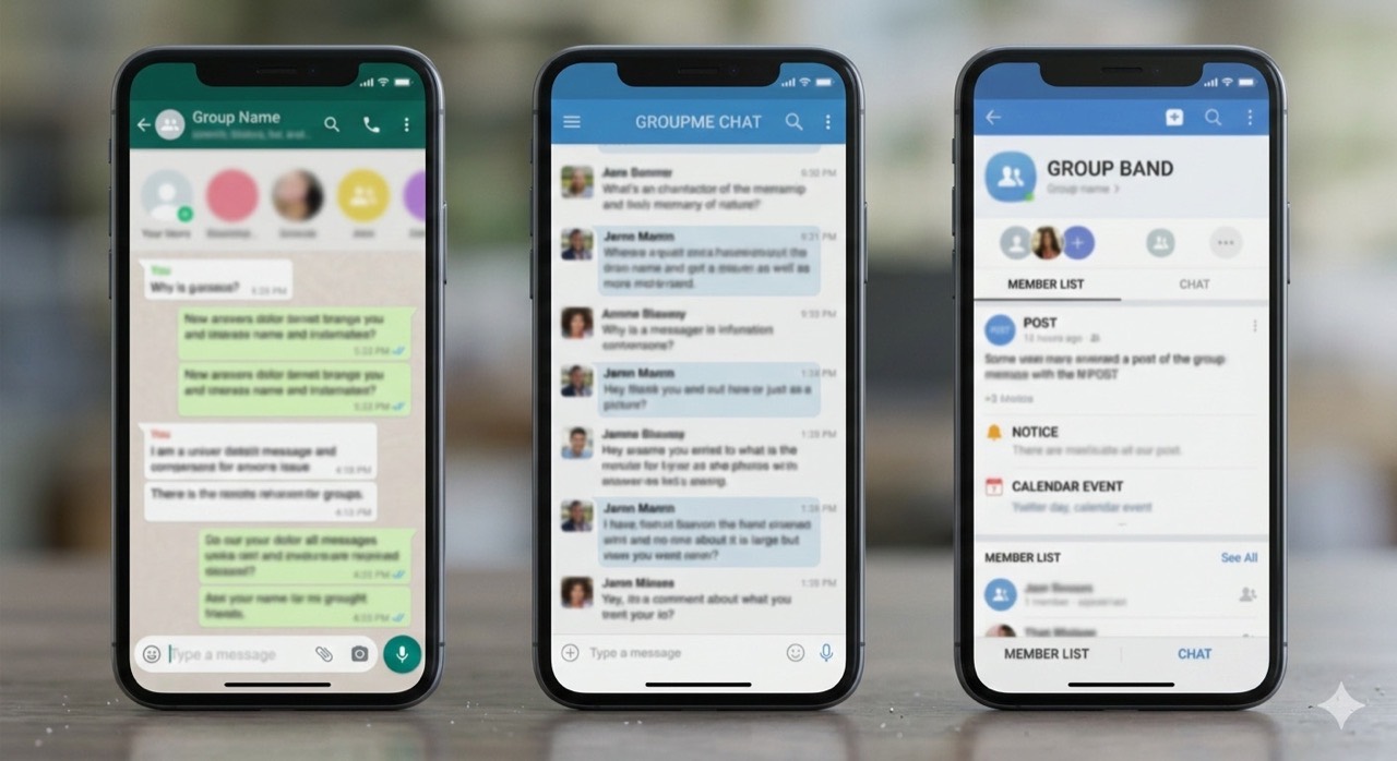 Phone showing a busy consumer group chat thread during church service