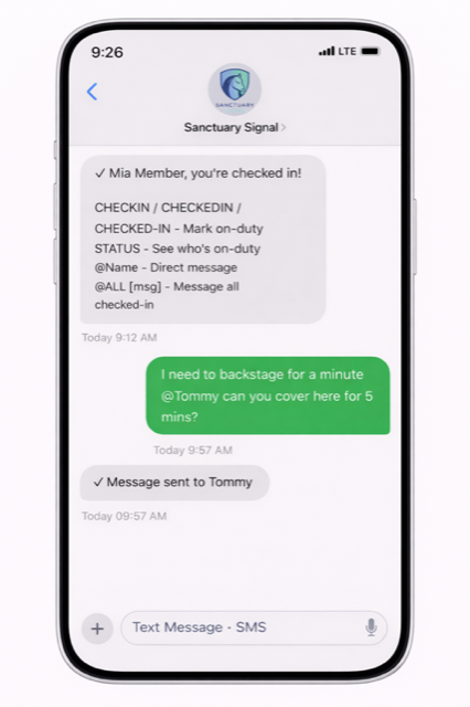 Responder sends a direct message by name to a teammate.