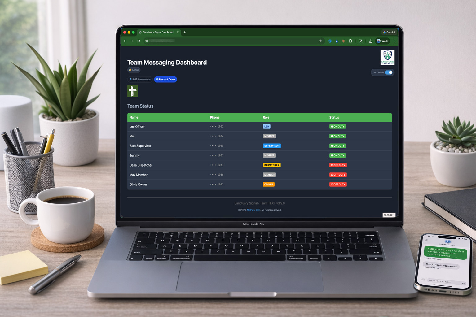 Public dashboard view used for at-a-glance service status.