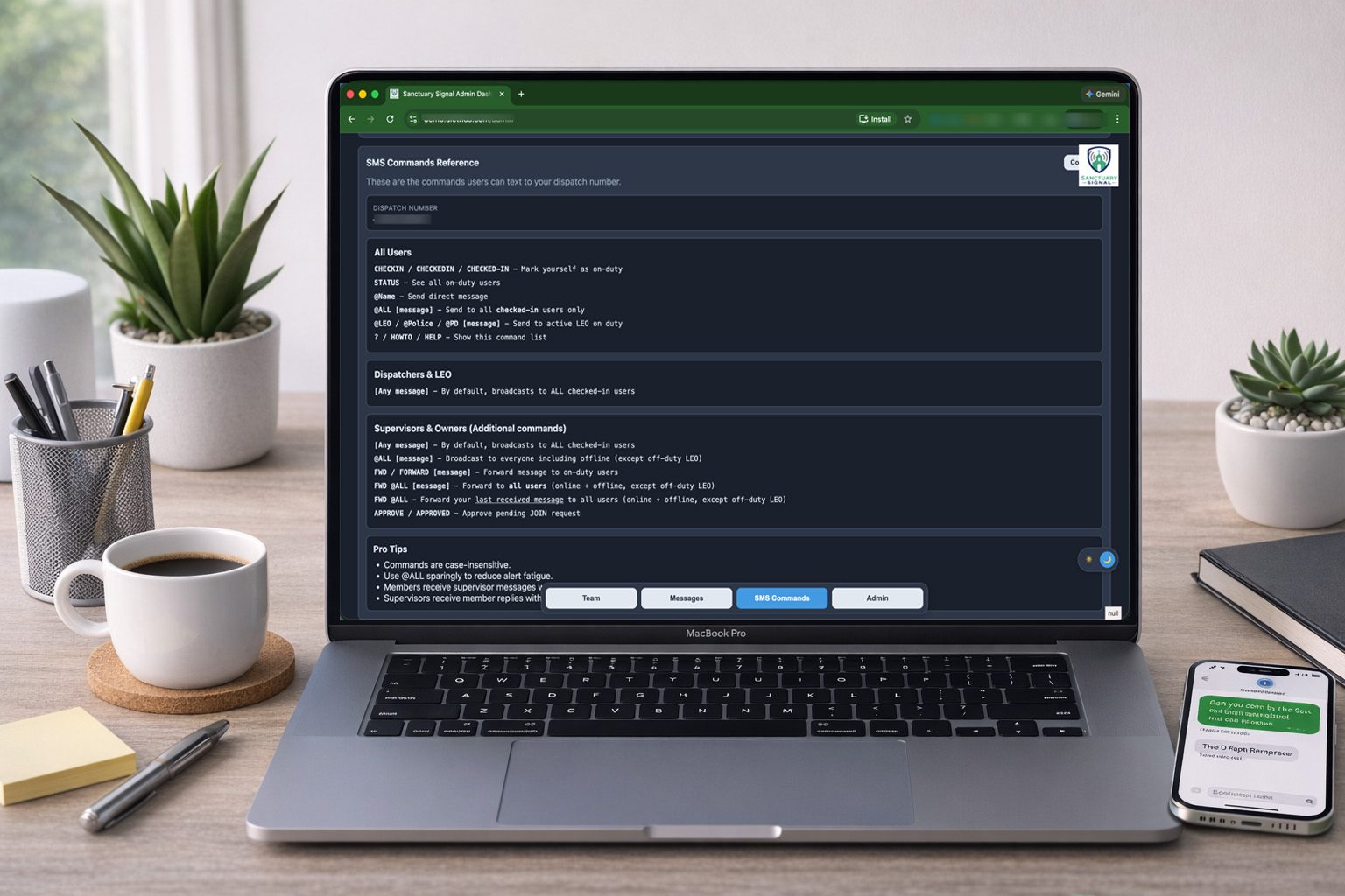 Command reference used for training and consistency.