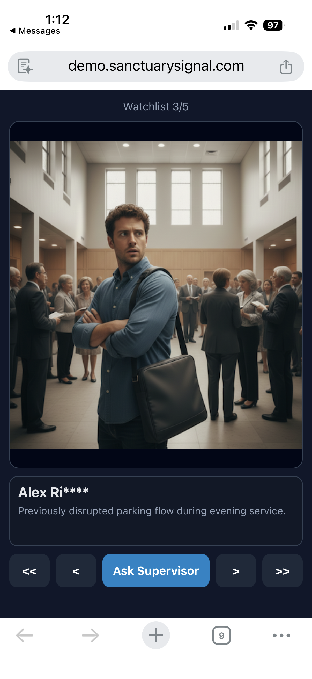 Member view after watchlist access is granted with obfuscated subject names